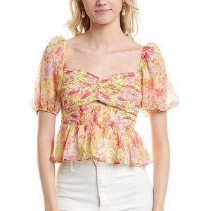 ASTR the Label Floral Puff Sleeve Top